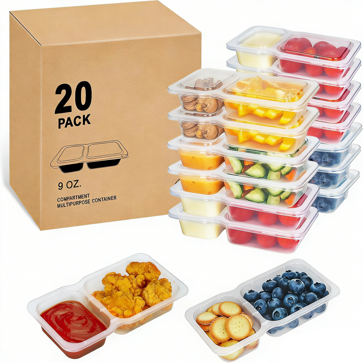 Two Compartment Snackle Box Container