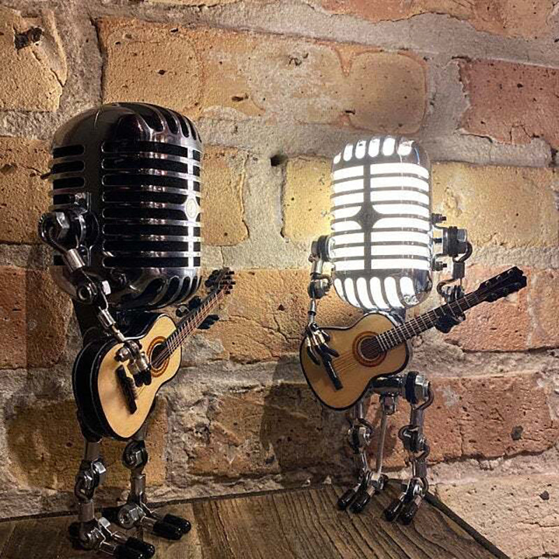 Vintage Metal Microphone Robot Desk Lamp
