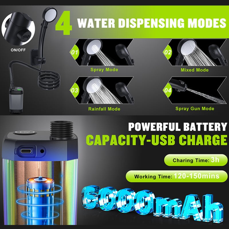 Portable Rechargeable Outdoor Camping Shower Pump