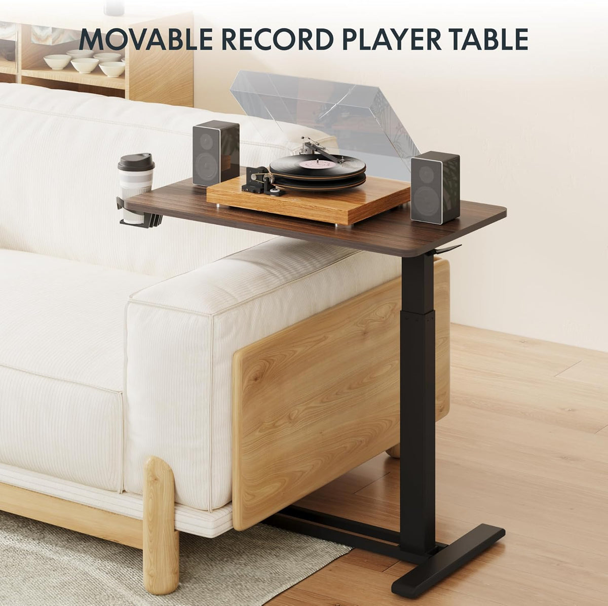 Hidden Casters Adjustable Bedside Table