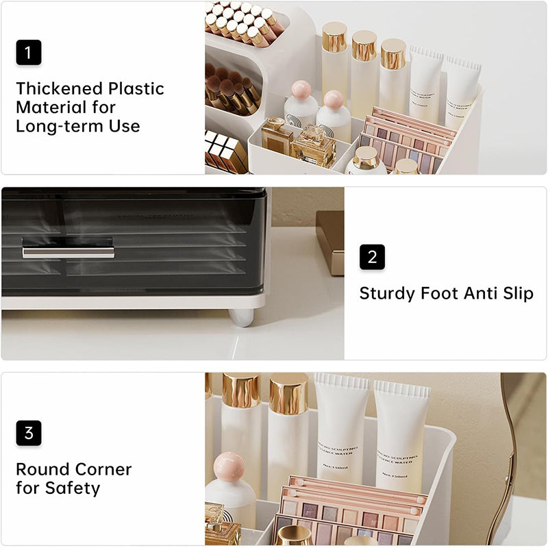 Elegant Vanity Makeup Storage Organizer Box
