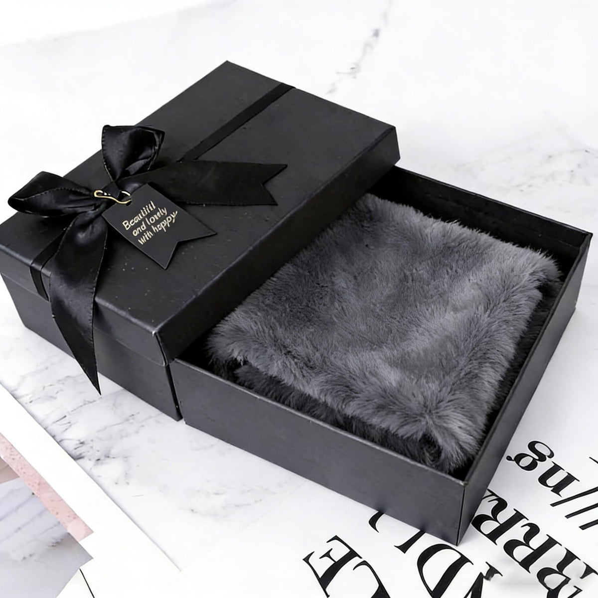 Faux Fur Scarf With Hidden Pocket