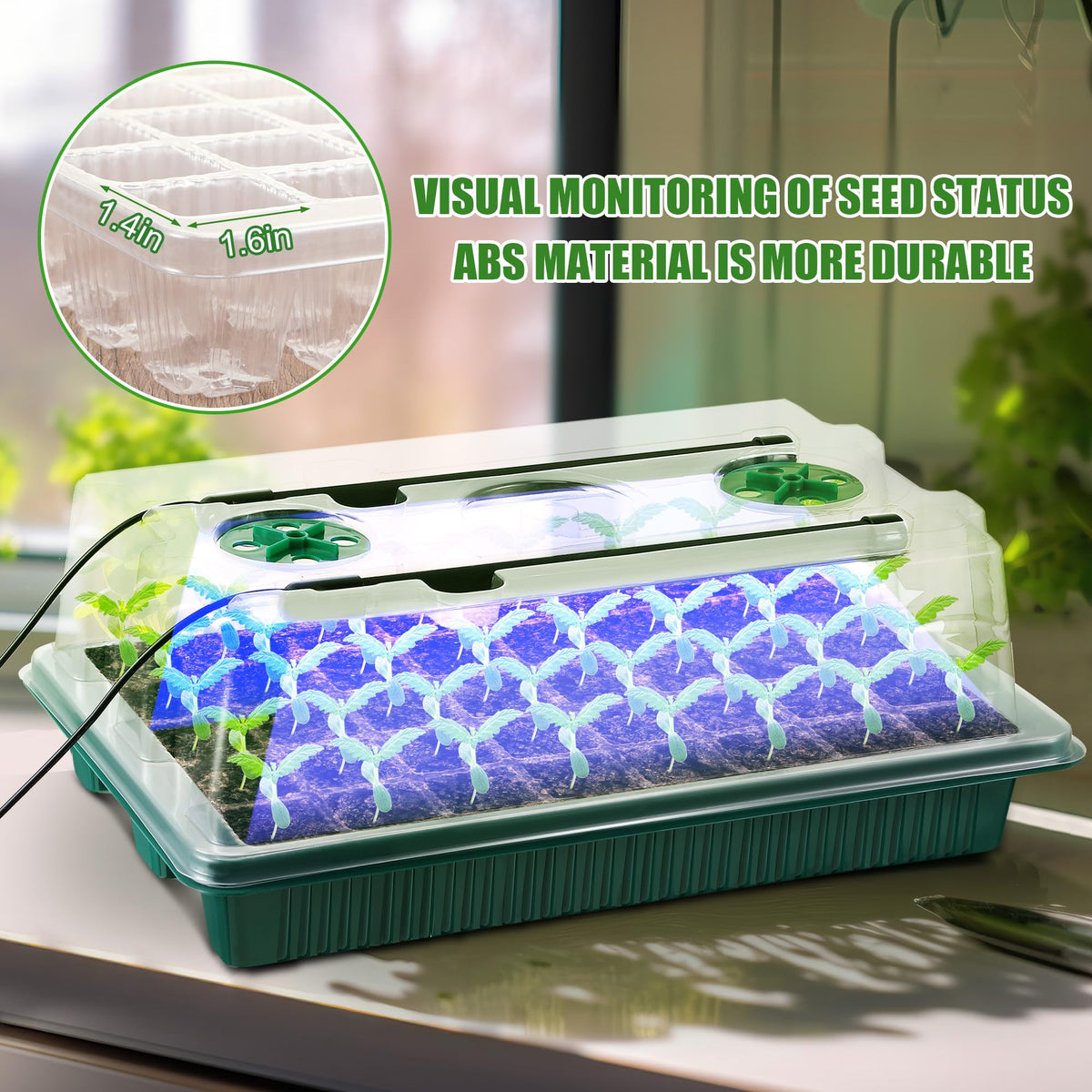 2 Pack Seed Starter Tray with Grow Light